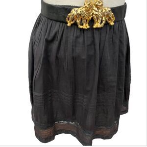 ‎Bonpoint Charcoal Gray Cotton Pleated  Skirt -- L